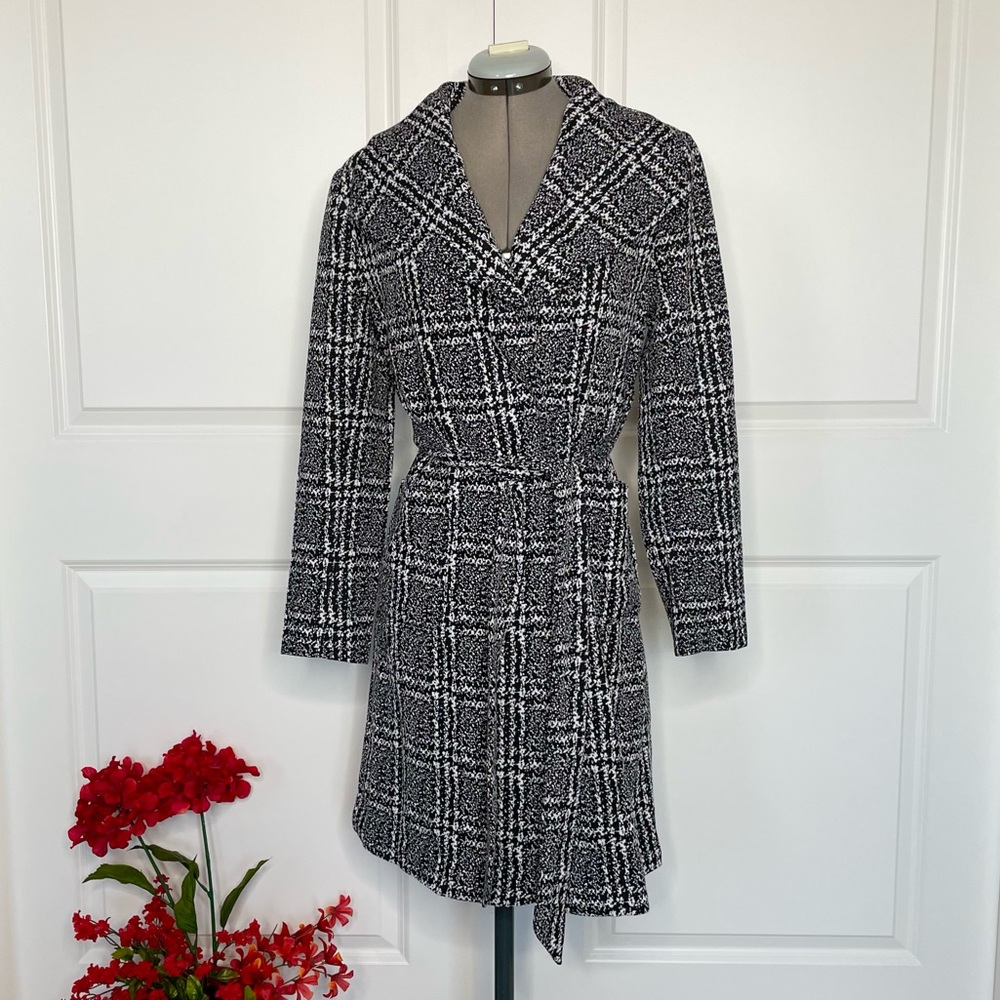 Plaid Lapel Belted Coat